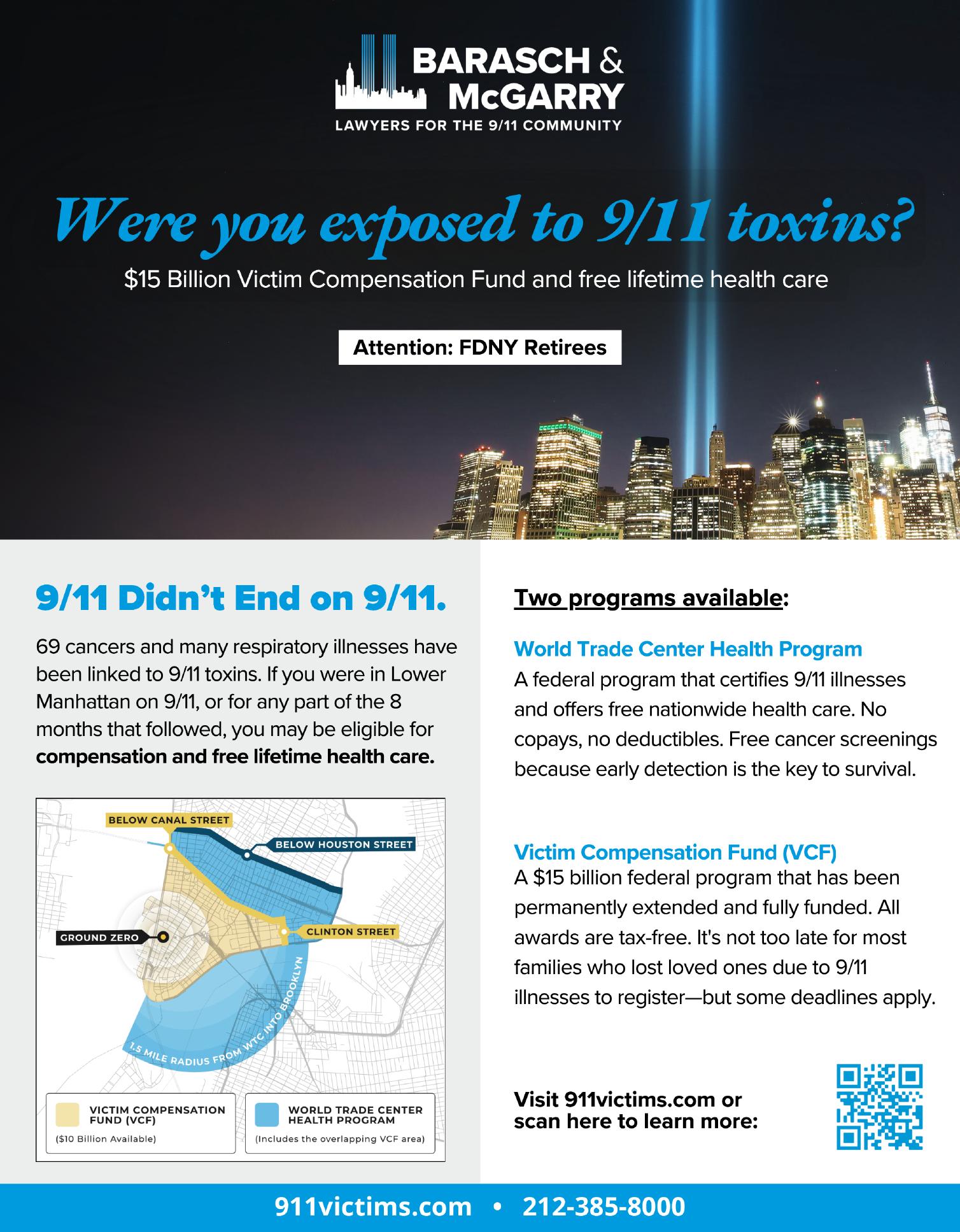 Barasch and McGarry 9/11 responders legal advertisement